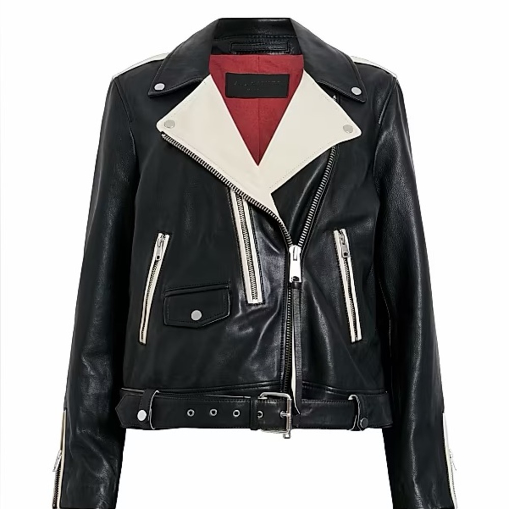 All Saints Dren Biker Leather Jacket Women